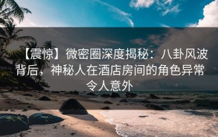 【震惊】微密圈深度揭秘：八卦风波背后，神秘人在酒店房间的角色异常令人意外