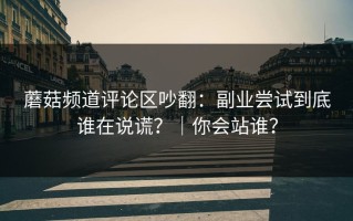 蘑菇频道评论区吵翻：副业尝试到底谁在说谎？｜你会站谁？