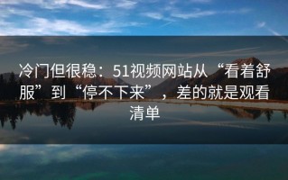 冷门但很稳：51视频网站从“看着舒服”到“停不下来”，差的就是观看清单