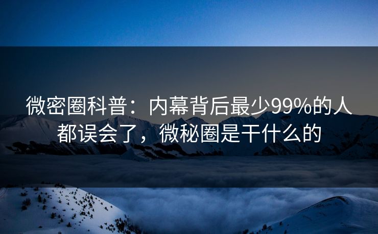 微密圈科普：内幕背后最少99%的人都误会了，微秘圈是干什么的-第1张图片-麻豆传媒体验区