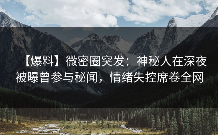 【爆料】微密圈突发：神秘人在深夜被曝曾参与秘闻，情绪失控席卷全网-第1张图片-麻豆传媒体验区