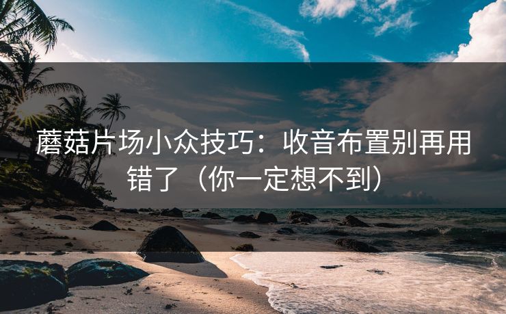 蘑菇片场小众技巧:收音布置别再用错了(你一定想不到)-第1张图片-麻豆传媒体验区 蘑菇片场小众技巧:收音布置别再用错了(你一定想不到)-第1张图片-麻豆传媒体验区