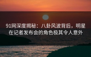 91网深度揭秘：八卦风波背后，明星在记者发布会的角色极其令人意外