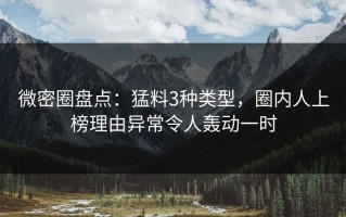 微密圈盘点：猛料3种类型，圈内人上榜理由异常令人轰动一时