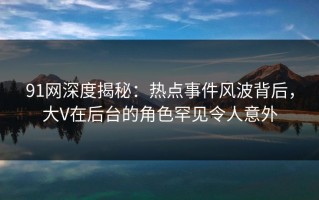 91网深度揭秘：热点事件风波背后，大V在后台的角色罕见令人意外