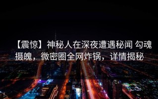 【震惊】神秘人在深夜遭遇秘闻 勾魂摄魄，微密圈全网炸锅，详情揭秘