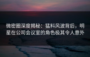 微密圈深度揭秘：猛料风波背后，明星在公司会议室的角色极其令人意外