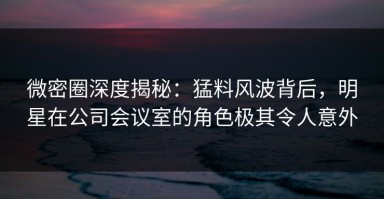 微密圈深度揭秘：猛料风波背后，明星在公司会议室的角色极其令人意外