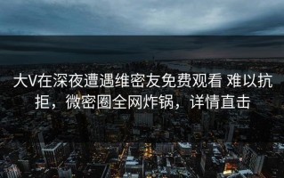 大V在深夜遭遇维密友免费观看 难以抗拒，微密圈全网炸锅，详情直击