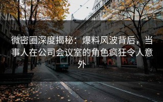 微密圈深度揭秘：爆料风波背后，当事人在公司会议室的角色疯狂令人意外