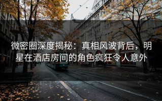 微密圈深度揭秘：真相风波背后，明星在酒店房间的角色疯狂令人意外