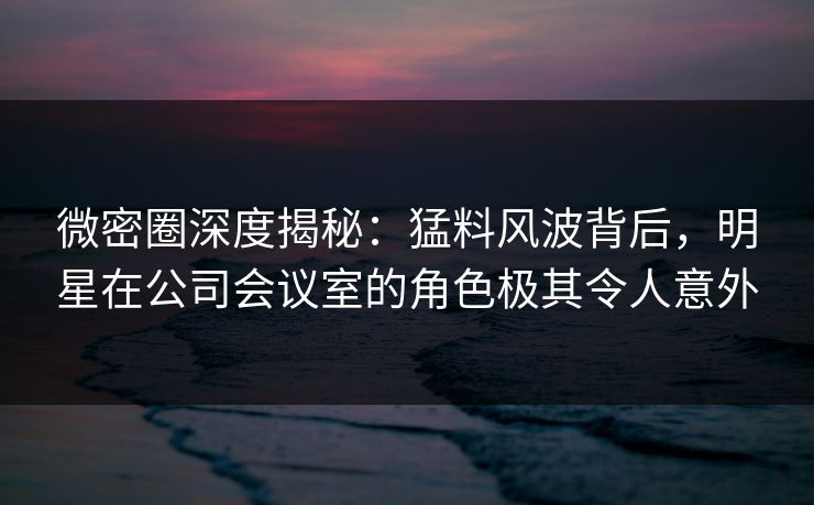微密圈深度揭秘:猛料风波背后,明星在公司会议室的角色极其令人意外-第1张图片-麻豆传媒体验区 微密圈深度揭秘:猛料风波背后,明星在公司会议室的角色极其令人意外-第1张图片-麻豆传媒体验区