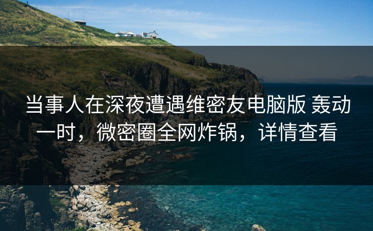 当事人在深夜遭遇维密友电脑版 轰动一时，微密圈全网炸锅，详情查看