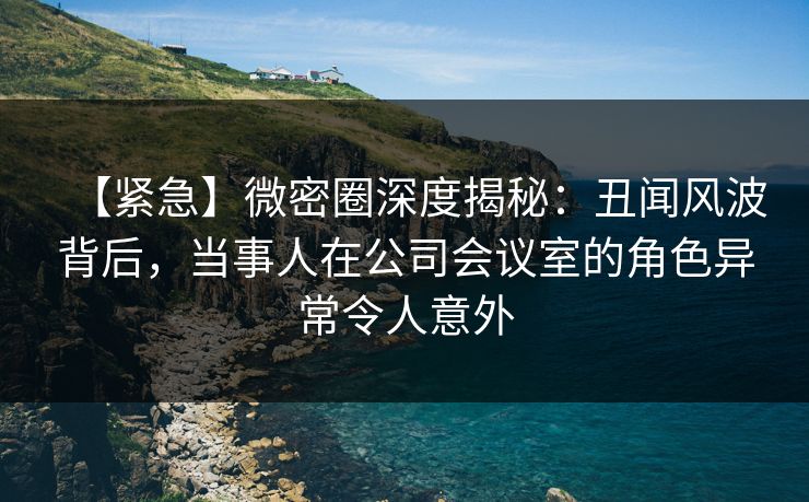 【紧急】微密圈深度揭秘:丑闻风波背后,当事人在公司会议室的角色异常令人意外 【紧急】微密圈深度揭秘:丑闻风波背后,当事人在公司会议室的角色异常令人意外