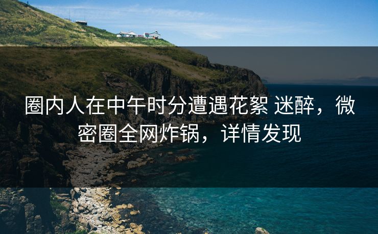 圈内人在中午时分遭遇花絮 迷醉，微密圈全网炸锅，详情发现